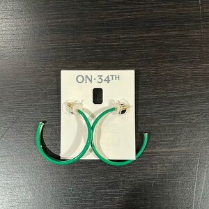 Enamel green and gold hoop earrings,Macy’s On 5th brand